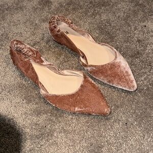 H&M Pink Velour Pointed Toe Ballet Flats Women’s SIZE 5.5